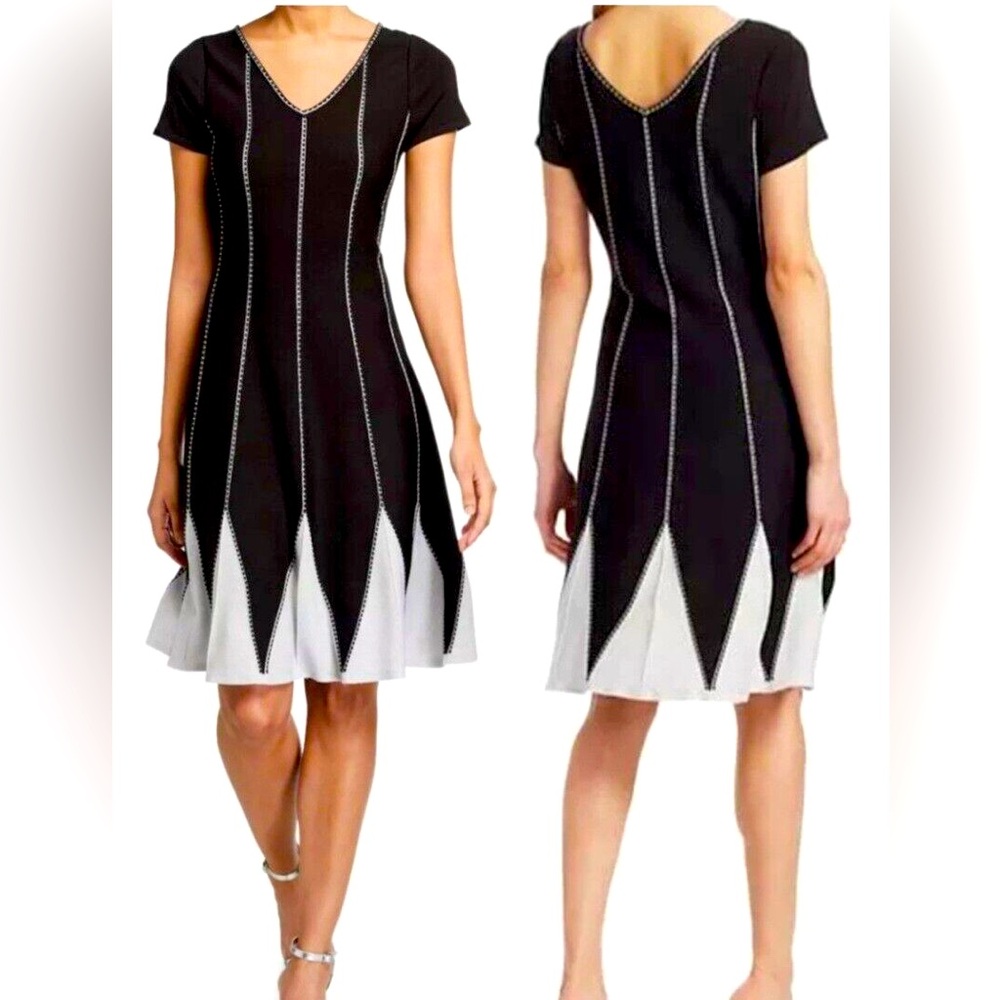 Nic+Zoe Petunia Knit Twirl Dress in Black Multi - NWT - Size PS!